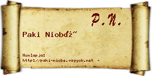 Paki Niobé névjegykártya